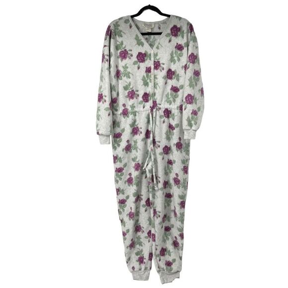 Victoria’s Secret Country Gray Purple Floral One Piece Soft Pajamas - Picture 1 of 9
